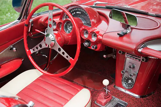 Dashboard of a vintage Chevrolet Corvette convertible