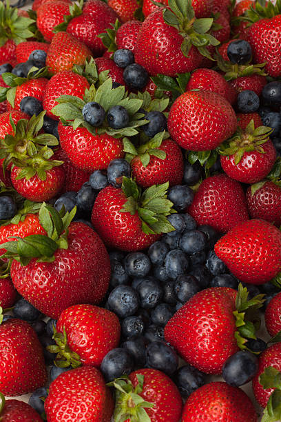 Strawberries and Blueberries stock photo