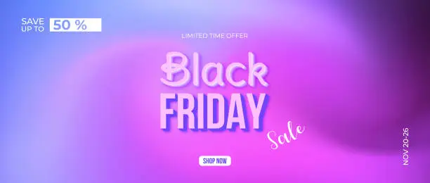 Vector illustration of Black Friday Sale horizontal banner for advertising and flyers