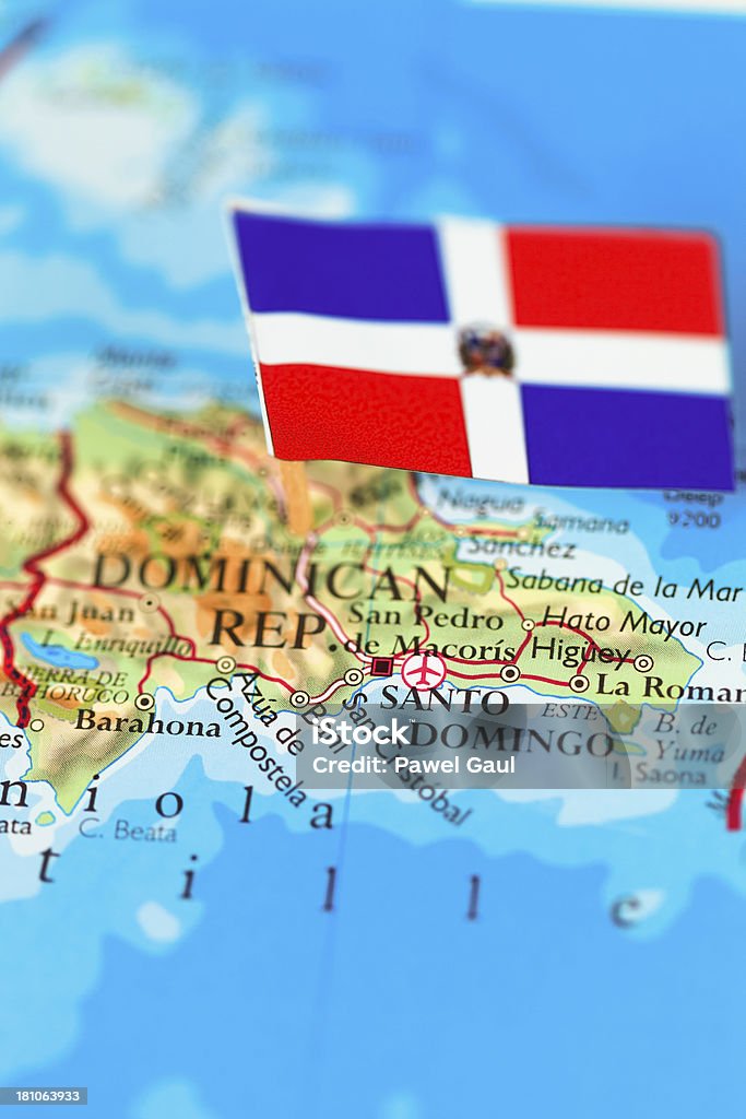 Bandera y mapa de la República Dominicana - Foto de stock de América Central libre de derechos