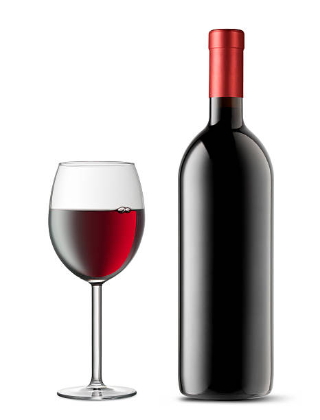 istock Glass with red wine and bottle 181064041