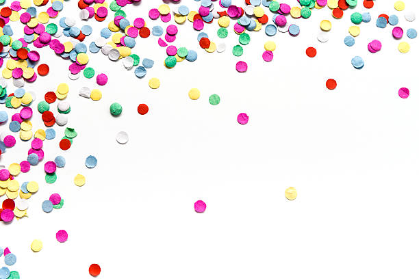 istock Multicolored circle paper confetti isolated on white background 181064746