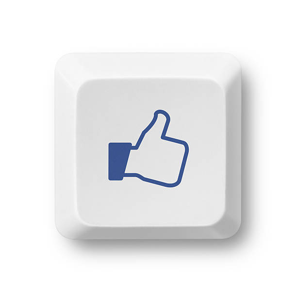 Social media like key with shadow isolated on white. Clipping path included.