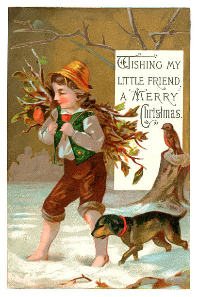 victorian kartka świąteczna, 1877 - christmas christmas card greeting card greeting stock illustrations