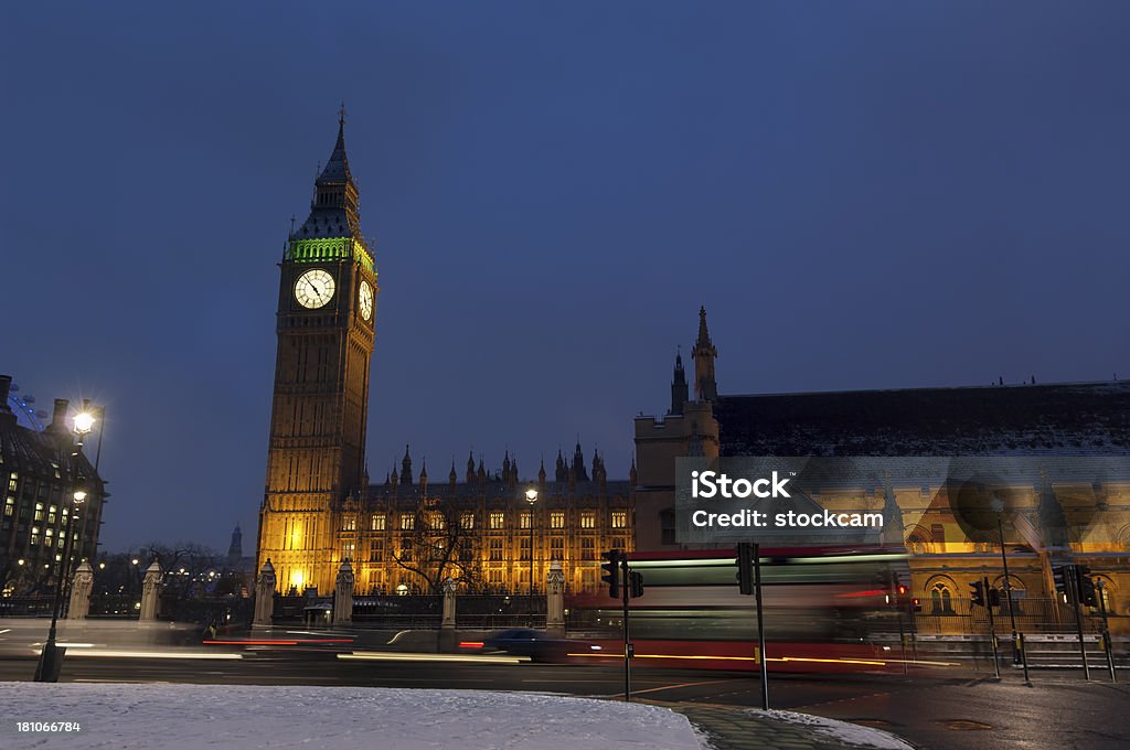 Parlament Plac z Big Ben w śniegu i Zmierzch - Zbiór zdjęć royalty-free (Śnieg)