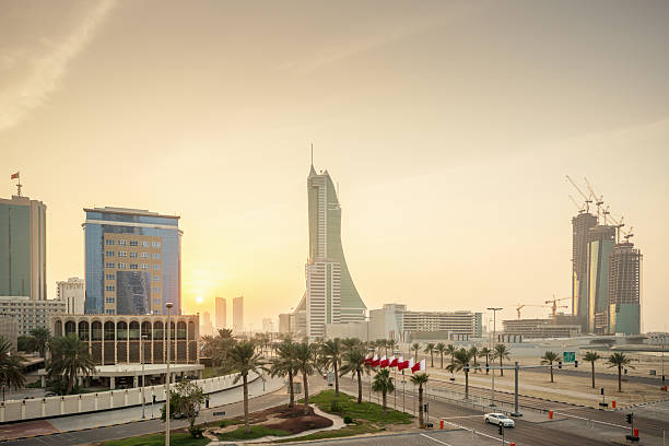 bahrain financial harbour stadt - bahrain stock-fotos und bilder
