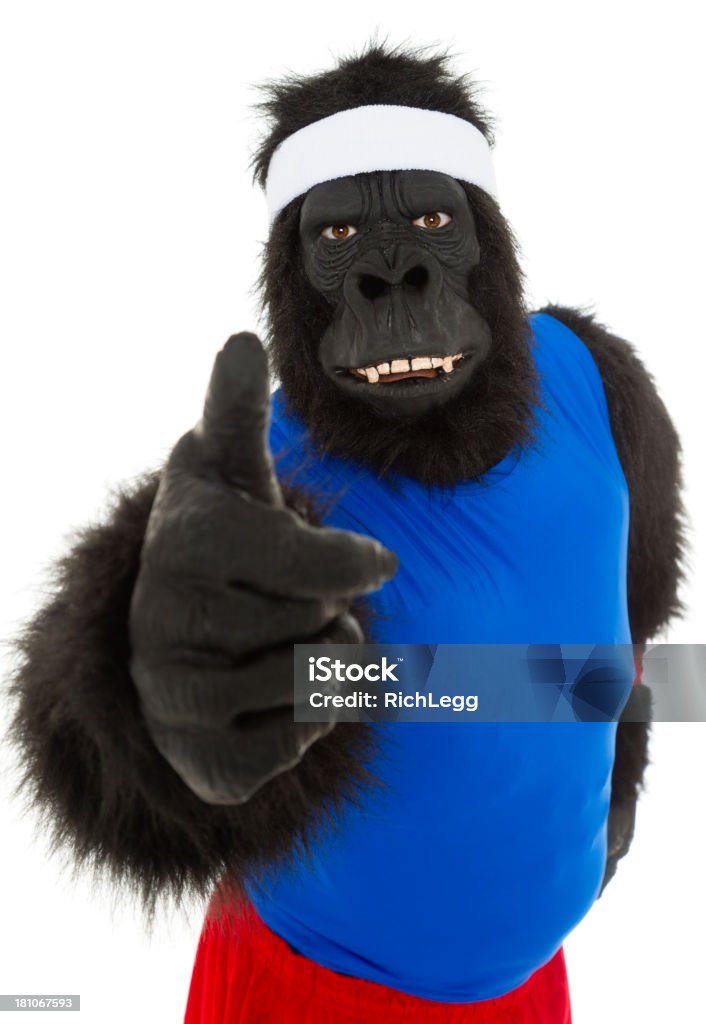 Gorilla Athlete A gorilla in workout clothes giving a thumbs up. Anaerobic Exercise Stock Photo