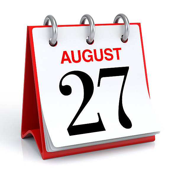 August Calendar 3D Rendering number 27 stock pictures, royalty-free photos & images