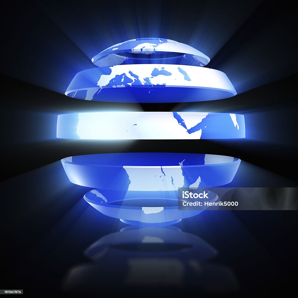 World concept -Earth globe in strips with clipping path Cross Section Stock Photo