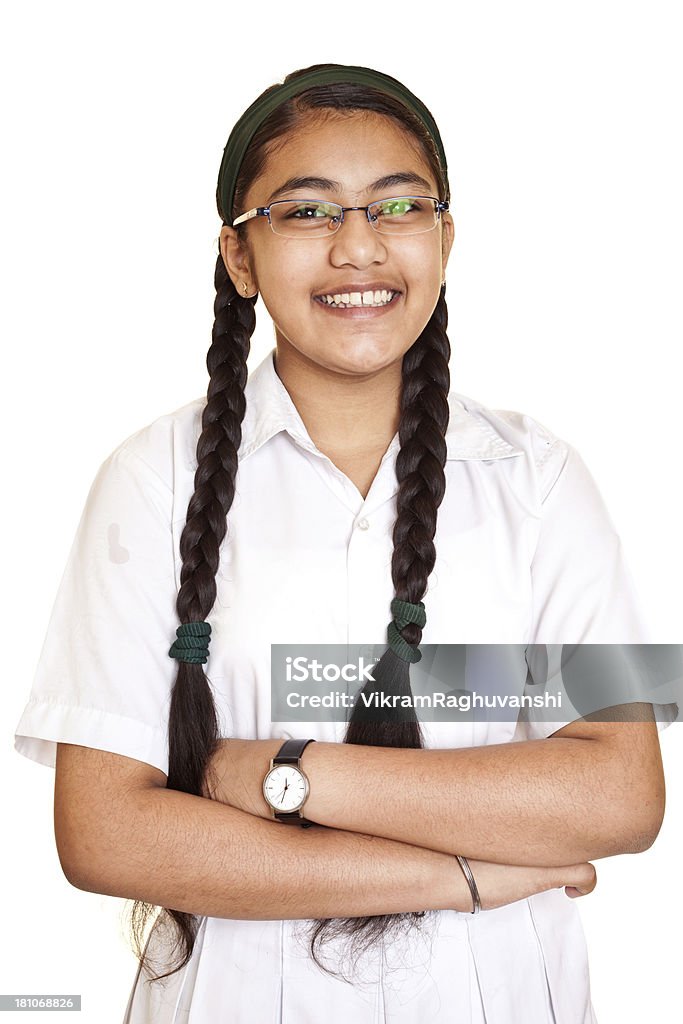 Cheerful Indian School Girl Isolated On White Background Stock Photo -  Download Image Now - iStock
