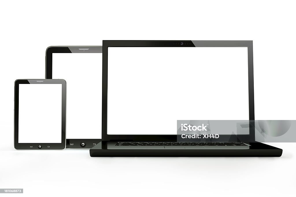 Ordinateur portable et tablette numérique avec des tracés de détourage - Photo de Affaires libre de droits
