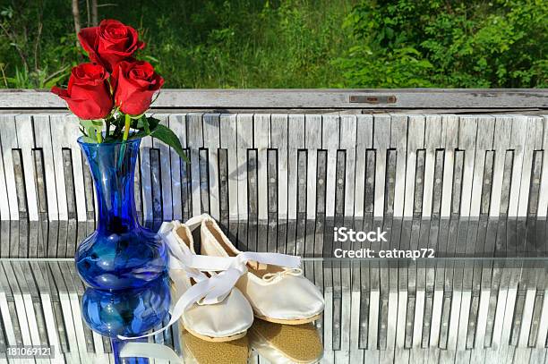 Roses And Ballet Slippers Piano Keyboard Background Outdoors Stock Photo - Download Image Now