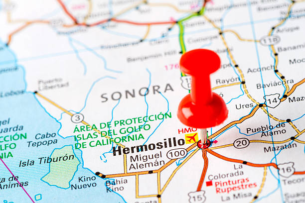 us-hauptstadt auf karte serie: hermosillo, mexiko - sonora state stock-fotos und bilder