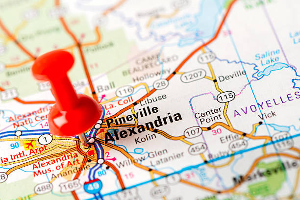 istock US capital cities on map series: Alexandria, LA 181069814