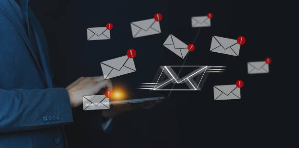 istock Email warning alert concept, New email notification, Business email and email working, receive and send mail. 1810698989