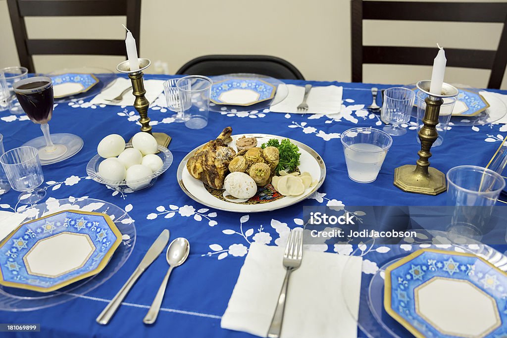 Table set for Passover Seder Table set for a traditional Passover seder.  rr Passover Stock Photo