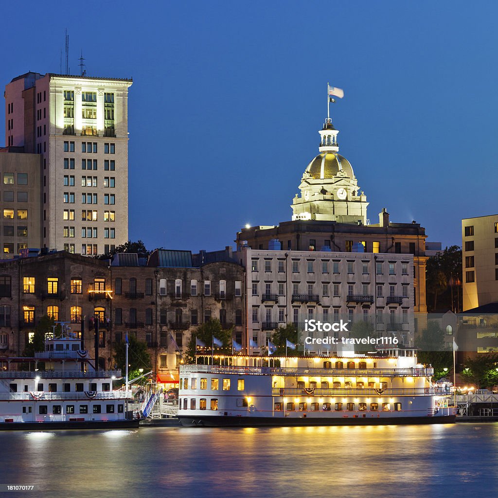 Savannah, Georgia "Savannah, Georgia, USA At Night" City Stock Photo