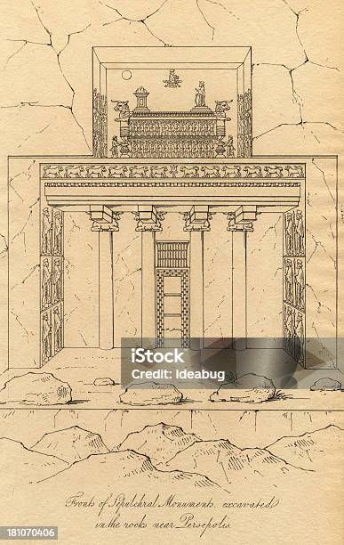 Ilustración de Old Ilustración De Sepulchral Excavated Cerca Del Monumento Persépolis y más Vectores Libres de Derechos de Arqueología