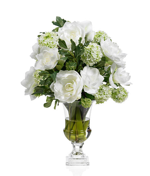 istock Large White Amaryllis and Snowball bouquet on white background 181070449