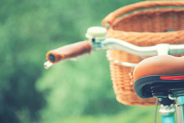 istock Close-up of a bicycle with basket and blurry background 181070532