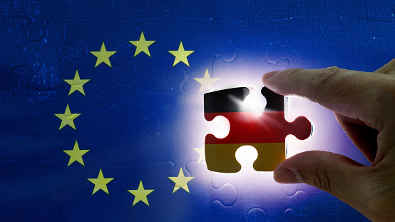 3d illustration Brexit, the missing piece in a EU Puzzle