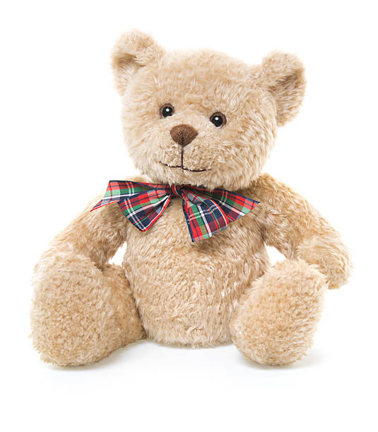 CuteTeddy Bear Toy Sitting, Isolated on White stock photo