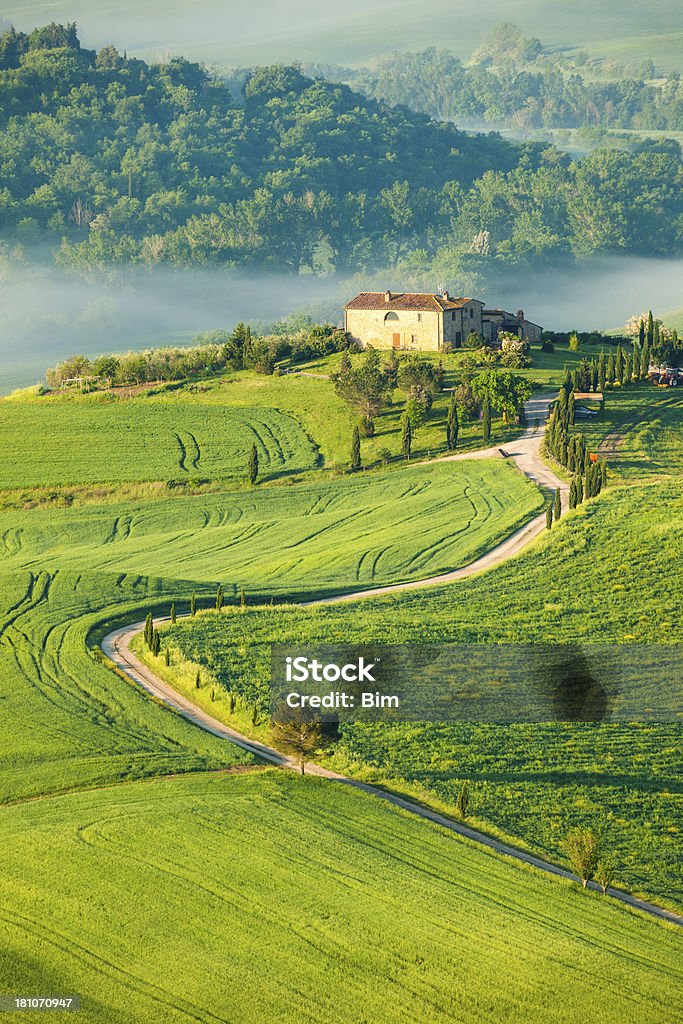 Enrolamento país Road na Paisagem Ondulada, Toscana, Itália - Royalty-free Toscana - Itália Foto de stock