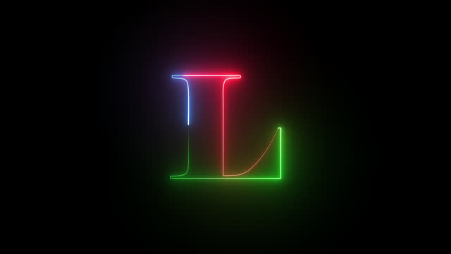 Neon letter L with alpha channel, neon alphabet and letters