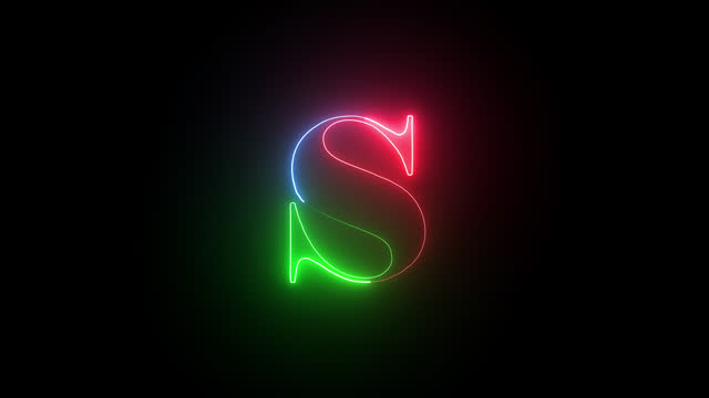 Neon letter S with alpha channel, neon alphabet and letters