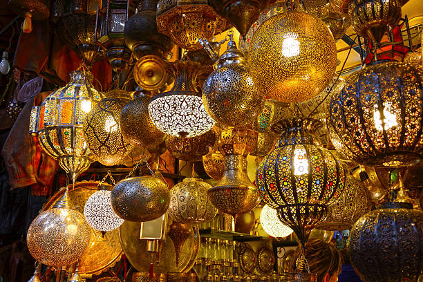 Lamps Lamp shop in Moroccan souk. meknes stock pictures, royalty-free photos & images