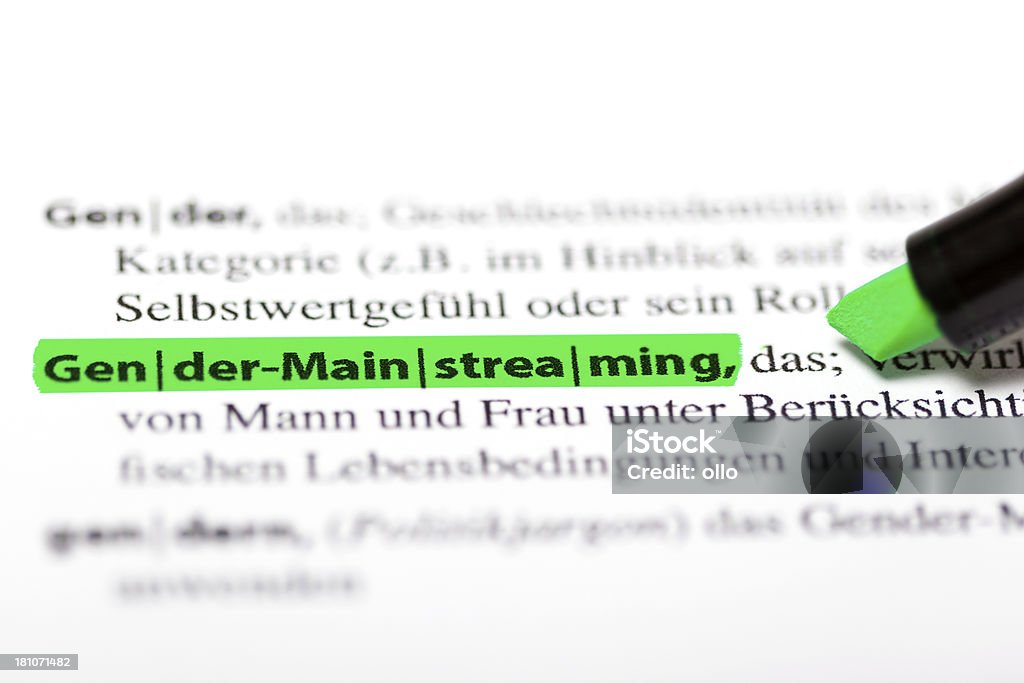 Alemão de "Gender Mainstreaming" (integração do dicionário - Foto de stock de Texto royalty-free