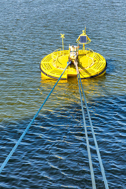 istock Modular mooring buoy with heavy tight ropes 181072019