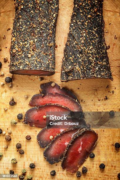 Dry Rindfleischbiltong Stockfoto und mehr Bilder von Fleisch - Fleisch, Geräucherte Lebensmittel, Ausgedörrt