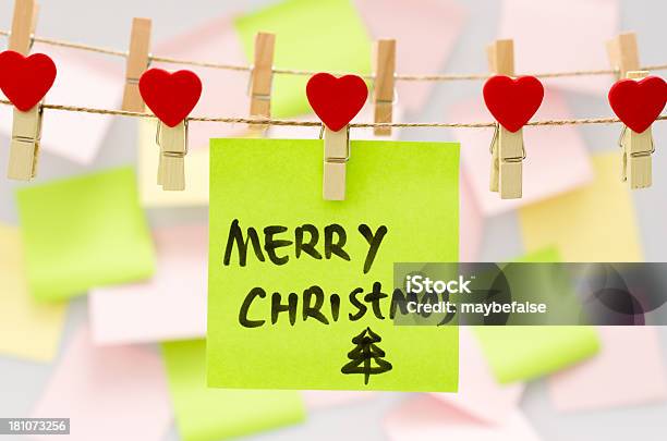 Merry Christmas - zdjęcia stockowe i więcej obrazów Boże Narodzenie - Boże Narodzenie, Karteczka samoprzylepna, Bez ludzi