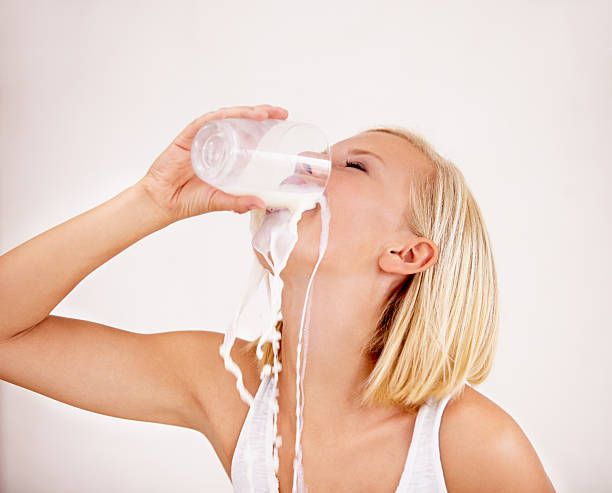 Japanese woman drinking milk