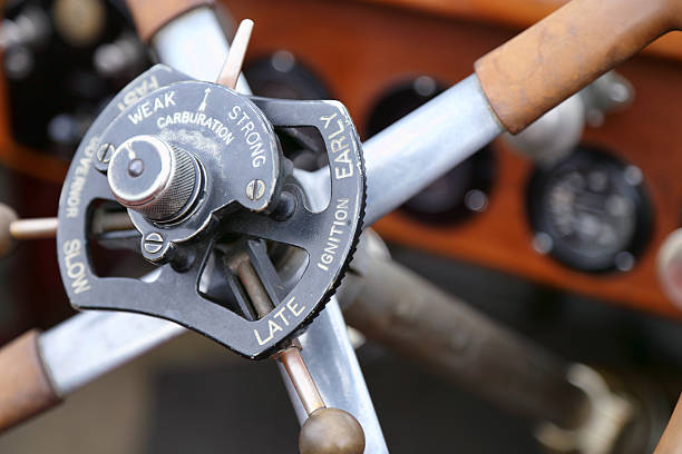 istock Vintage Rolls Royce steering wheel 181073589