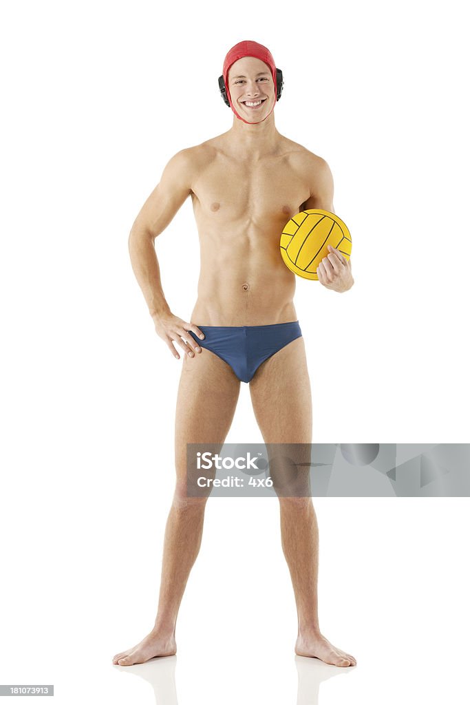 Water polo-Spieler stehen mit einem ball - Lizenzfrei Wasserball Stock-Foto
