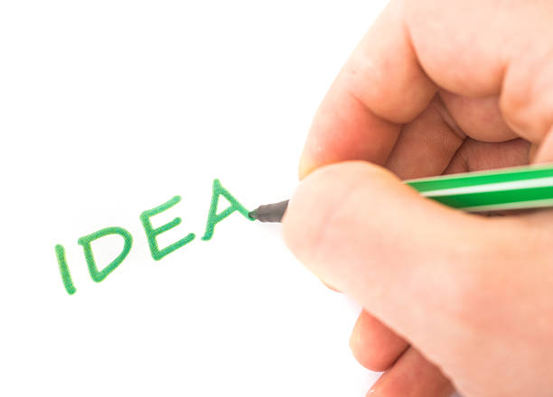istock Writing idea word with green pen and hand 181074063