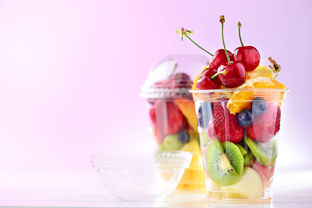 Fresh fruit salad to go with copy space