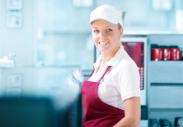 Smiling worker stock photo