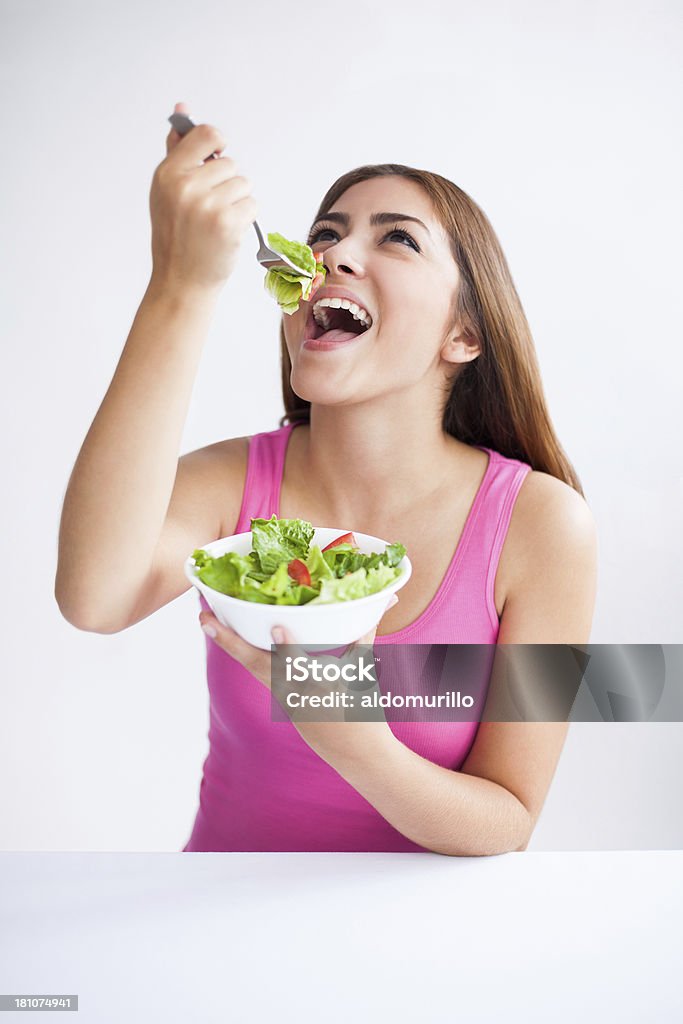 Feliz mulher saudável Comer - Royalty-free 20-29 Anos Foto de stock