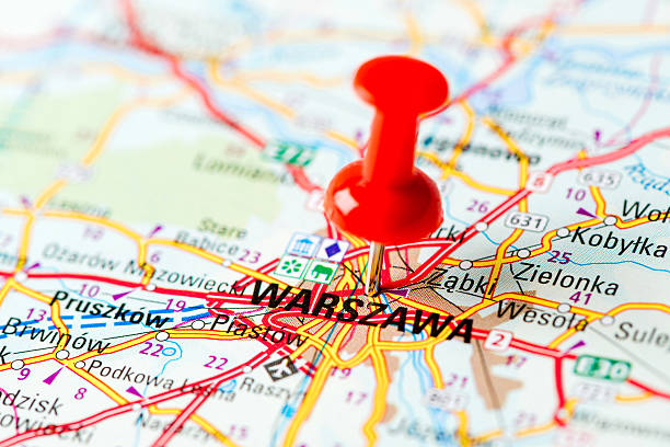 istock Europe cities on map series: Warszawa 181074949