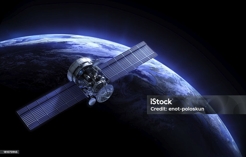 Satellite and planet high-quality 3d image of satellite Satellite Stock Photo