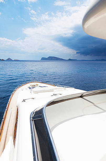 istock Yacht in the islands. Summer. Moody Sky. 181076020