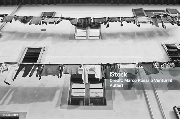 Two Domeastic Clothes Line Italy Stock Photo - Download Image Now - Alley, Bedding, Building Exterior