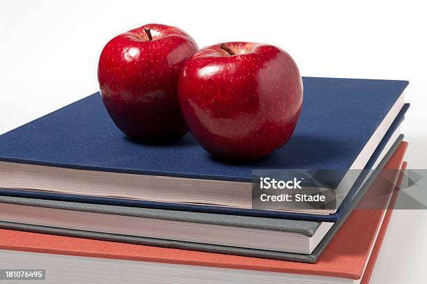 Apples On Books Stock Photo - Download Image Now - Apple - Fruit, Beginnings, Book
