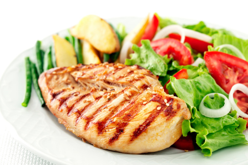 Grilled chicken fillet with salad