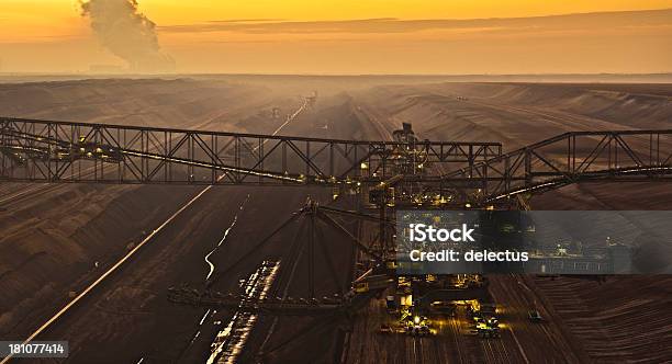 Brown Coal Opencast Mining And Monster Machine Stock Photo - Download Image Now - Conveyor Belt, Air Pollution, Backhoe