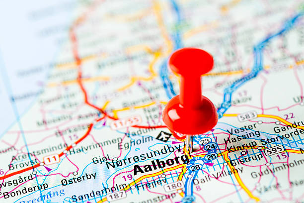 Europe cities on map series: Aalborg http://farm8.staticflickr.com/7189/6818724910_54c206caf8.jpg map of aalborg denmark stock pictures, royalty-free photos & images
