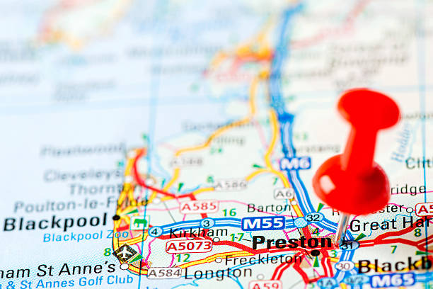 istock Europe cities on map series: Preston 181077760